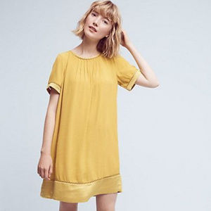 Anthropologie Maeve Mustard Yellow Dress Sz S